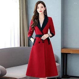 Women's Trench Coats Double Layer Windbreaker Mid-length Spring Autumn Fashion Temperament Belt Coat With Lined Overcoat 4XL