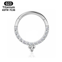 Septum Piercing Helix Tragus Zircon Titanium Nose Ring Hoop Woman G23 Industrial Cartilage Earrings Labret Clicker Body