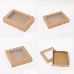 Gift Wrap 3 Size Large Kraft Paper Box With Window Handmade Jewellery Boxes Party Decoration Lx5105 Drop Delivery Home Garden Festive Su Dhgku