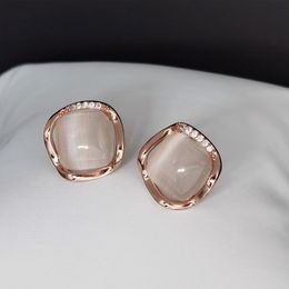 Ear Cuff Diamond shaped 925 Sterling Silver Opal Stud Earrings for Women Elegant Jewelry Everyday Wear 230822