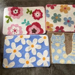 Carpets Japanese Soft And Comfortable Semi Circular Flower Floor Mat Door Bathroom Water Absorbing Foot Anti Slip