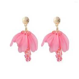 Dangle Earrings Vedawas Bohemian Petal Fringed For Women Handmade Colorful Acrylic Beaded Statement Drop Korea Sweet Jewelry