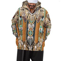 Men's Hoodies Tribal Ethnic Personality For Man Nation Fashion Cos Hooded Zipper Casual And Women'S Hoodie