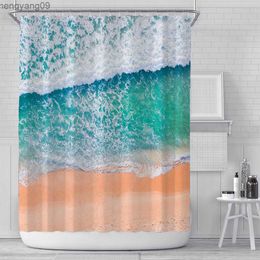 Shower Curtains Beach Sea Creative Shower Curtain Household Digital Printing Shower Bathroom Cover Waterproof Bathtub Insulation R230829