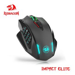 Mice REDRAGON Impact Elite M913 RGB USB 24G Wireless Gaming Mouse 16000 DPI 16 buttons Programmable ergonomic for gamer PC 230821