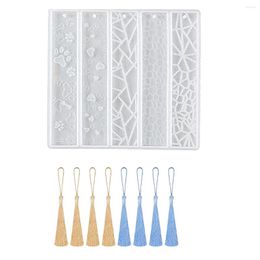 Baking Moulds Bookmark Resin Mould Silicone Epoxy Casting 8-Tassel DIY Making (5 Models)