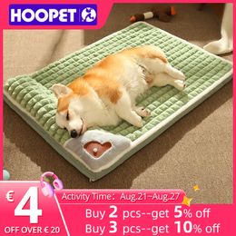 kennels pens HOOPET Winter Dog Mat Luxury Pad for Small Medium Large Dogs Plaid Bed for Cats Dogs Fluff Sleeping Removable Washable Pet Bed 230821