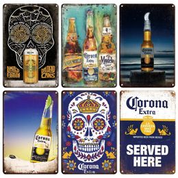 Famous Beer Metal Signs Served Here Tin Sign Vintage Beer Poster Decorative Plaques Retro Man Cave Club Pub Bar Decor Plate Skull Metal Sign Wall Stickers 30X20CM w01