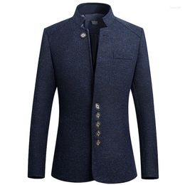 Men's Suits 2023 Custom Blazers Chinese Style Stand Collar Printed Suit Jacket / High End Business Casual Large Size M-5XL