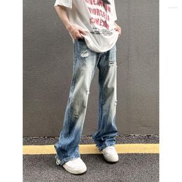 Men's Jeans Foufurieux 2023 Summer Straight Baggy Men Wide Leg Denim Trousers Streetwear Retro Blue Casual Loose Long Jean Pants