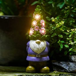 Garden Decorations Goodeco Solar Gnome Statues with LED Lights Outdoor Lawn Decor Statue for Balcony Unique Gifts Women Children 230822
