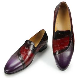 Dress Shoes Men's Loafers Slip on Shoes Red Purple Mixed Elgant Penny Casual Footwear Driving Loafers Casual Penny Shoes for Men Gift 230821