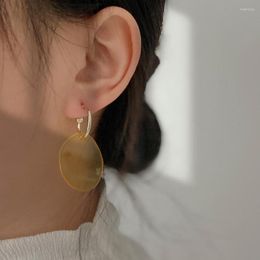 Dangle Earrings Vogallery Anti-allergy Yellow Transparent Acrylic Drop Women Fashion Gold Color Irregular Oval Big Jewelry