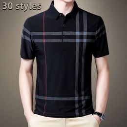 Men's Polos 2023 Summer Polo Shirts Business Casual TShirts Fashion Printing Slim Fit Short Sleeve Tops 230821