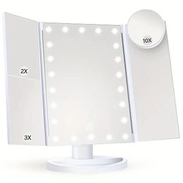 2X-10X Magnification Makeup Mirror with LED Lights & 180° Adjustable Bracket - Perfect for Holiday Gifts!