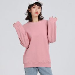 Women's Hoodies 2023 Summer And Autumn Women O-Neck Fleece Sweatshirts White Pink Ladies Fashion Long Sleeve Clothing