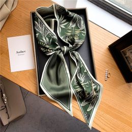 Scarves Luxury Long Silk Scarf Female Animal Horse Print Thin Narrow Bag Hair Band Ribbon Scarfs Women Neckerchief 230821