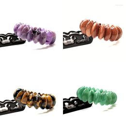 Strand Bohemian Natural Stone Amethyst Tiger Eye Fluorite Elastic Bracelet For Men And Women Charming Jewelry Party Wedding Gift
