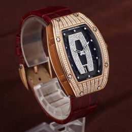 Swiss Made Wristwatches Richardmille Mechanical Automatic Watches Womens Watch Womens Series Black Lip Full Diamond White Gold Full Star Automatic Mechanica HBUJ