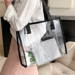 Totes 2023 Transparent Large Capacity Tote Bag New Summer Single Shoulder Women's Bag Elegant Handbag Fashion Shopper Jelly Bag HKD230822