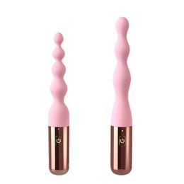 Anal Toys Long Pink Silicone Beads G spot Massager Clitoris Butt Plug Vibrator Erotic Prostate for Women Men 230821