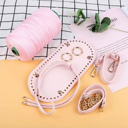 Bag Parts Accessories DIY Handbag With Knitting Woolen Yarn Pink Black Handmade Shoulder Strap Woven Bag Set DIY Knitting Crochet Bag Accessories 230822