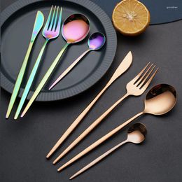 Dinnerware Sets 24pcs Set Stainless Steel Steak Knife Fork Coffee Spoon Teaspoon Flatware Dishwasher Safe Kitchen Tablewar Western