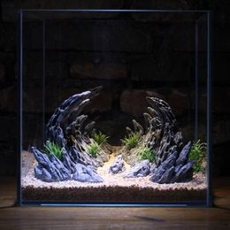 Decorations Canyon Landscaping Fish Tank Simulation Qinglong Stone Rockery Decoration Water Grass Small Ornaments Aquarium 230821