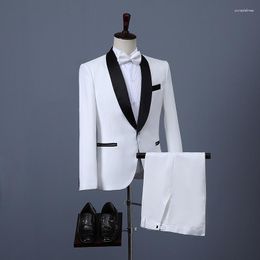 Men's Suits 2023 Suit Three-Piece Korean Style Slim White Professional Man Groom Dress With Bow Tie
