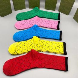 2021 Men's Socks Embroidery Cotton wool streetwear g Sock For Mens and women design sports hosiery 5 Color Mixed loading 5pcs200w