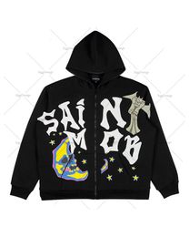 Men's Hoodies Sweatshirts American retro zipper hoodie y2k Goth punk Harajuku letter star print super Dalian hoodie men casual loose sweatshirt 230821