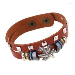 Charm Bracelets Fashion Punk Vintage Metal Rivets Beads Buckle Bangle Multilayer Leather Wrap Wristbands Jewelry