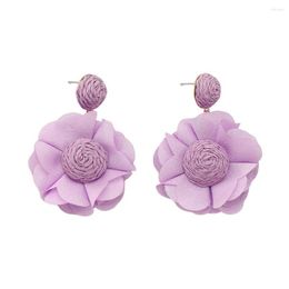 Stud Earrings Fashion Women Fabric Colorful Flower Raffia Straw For Holiday Jewelry Cute/Romantic