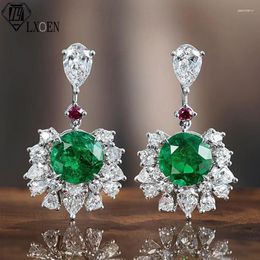 Dangle Earrings Green Geometric Water Drop Crystal Droplet Shaped Zircon Engagement Pendant For Women Party Wedding Jewellery