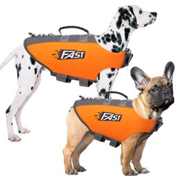Dog Apparel Pet Dog Life Jacket Vest Clothes Life Vest Collar Harness Pet Swimming Summer Safety Clothes Swimwear Bulldog Corgi 230821