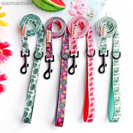 Dog Collars Leashes 150cm Dog Leash Nylon Print Pet Cat Walking Belt Dogs Cat Lead Rope With Padded Handle for Dogs Cats Bulldog Pug Chihuahua HKD230822