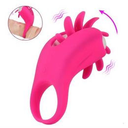 10 Speeds Vibrators Penis Ring Cock Rings Rotation Oral Vagina Clitoris Stimulator G-spot Massager Tongue Licking Adult