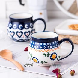 Mugs Ceramic Ethnic Style Coffee Mug Creative Large Capacity Retro Breakfast Milk Cup Porcelain Household Teacup Office Drinkware