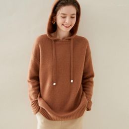 Women's Sweaters 2023 Cashmere Sweater One-piece Hoodie Solid Color Loose Comfortable Blouse European And American