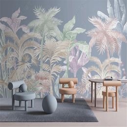 Wallpapers Hand Painted Nordic Tropical Rainforest Wallpaper For Living Room TV Background Wall Papers Home Decor 3d Mural Papel De Parede