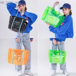 Totes 2022 Summer Jelly Beach Summer Bags Pvc Plastic Waterproof Transparent Handbag Women Portable One-shoulder Ladies Tote Bag HKD230822