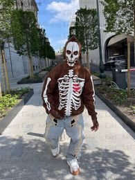 Hoodies Sweatshirts Gothic Skeleton Graphic Men's Hoodie Harajuku Punk Fashion Y2K Sweatshirt Full Zipper Extra Large Street Clothing Style Jacket Q230822