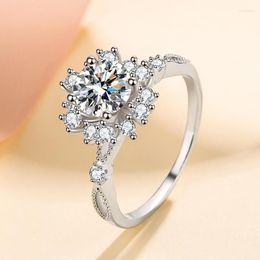 Cluster Rings Silver 1 Excellent Cut Diamond Test Passed Good Clarity Snowflake Moissanite Ring 925 Wedding Jewelry Birthday Gift