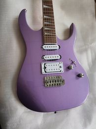 Custom son Metallic Purple Electric Guitar SSH Pickups Shark Fin Inlay Tremolo Bridge Whammy Bar Chrome Hardware