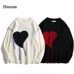 Men's Sweaters Harajuku Heart Sweater Men Long Sleeve Loose Jumper Streetwear Oversize Pullouvers Winter Vintage Grandpa Sweater Women Y2k Tops 230821