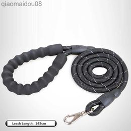 Dog Collars Leashes Quality Thick Nylon Dog Leash Comfortable Leather Control Leash For Small Medium Large Dog Pitbull Gold Retriever Accessories HKD230822