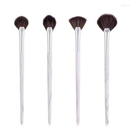 Makeup Brushes SAIANTTH Marble Long Single Fan-shaped Extra Powder Highlight Brush Small Fan Beauty Cosmetic Pen Man-made Fibre