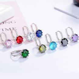 Dangle Earrings 2023 Luxury Pink Blue Green Purple Red Color For Women Anniversary Items E6502b