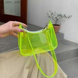 Totes Textured transparent Crossbody bag female 2022 fashion casual portable jelly bag web celebrity shoulder bag mobile phone bag HKD230822