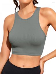 Yoga Outfit 2023 Women Sexy Sports Bra Gym O Neck Sleeveless Crop Top Female Seamless Sportwear Push Up Workout Fitness Vest Tops